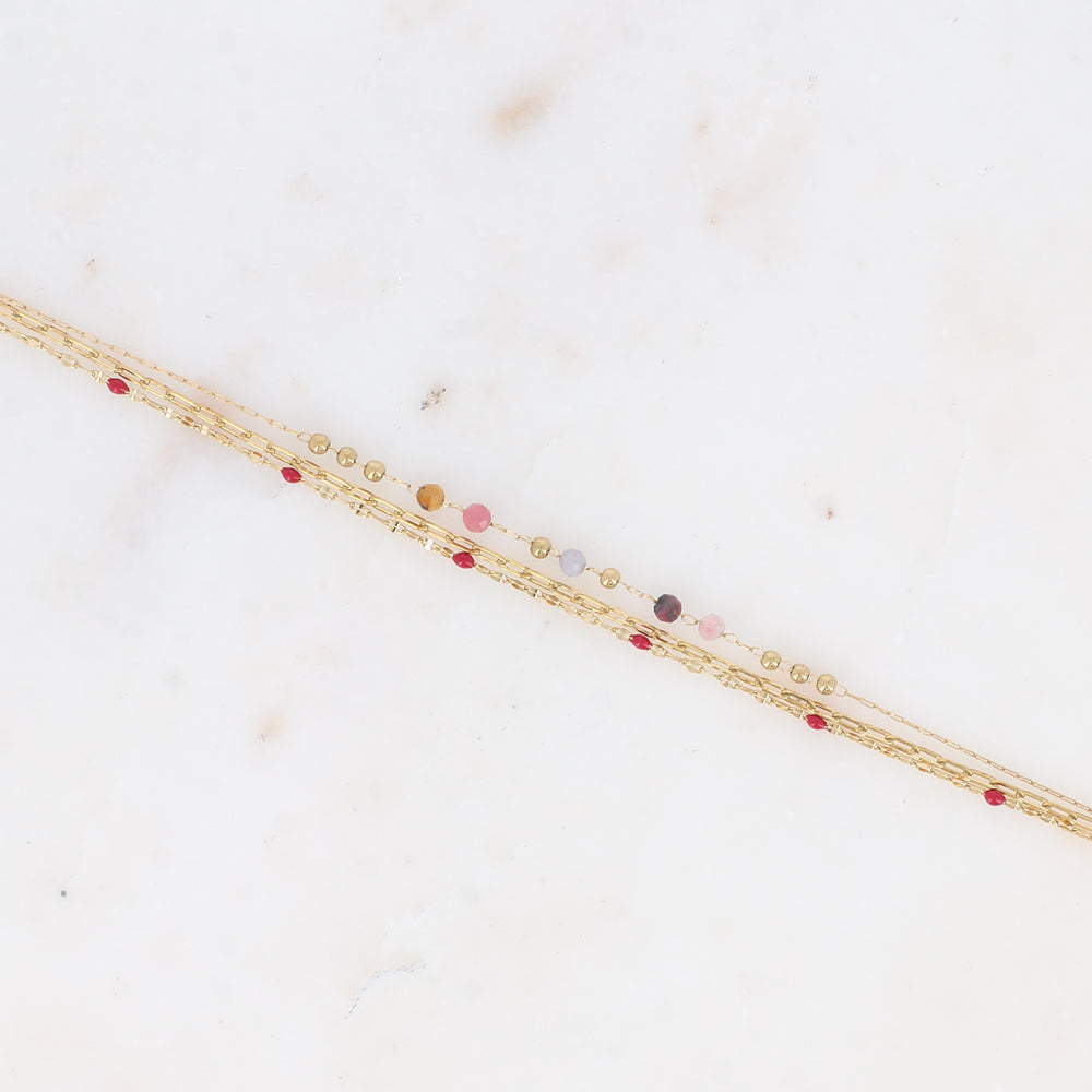 BRACELET 3 RANGS AVEC PIERRES NATURELLES