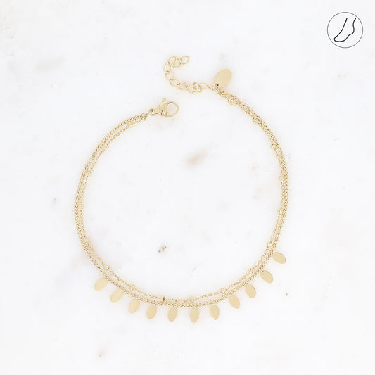 BRACELET DE CHEVILLE - 2 RANGS / DORE OU ARGENT