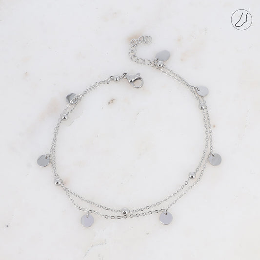 BRACELET DE CHEVILLE IVANNE - 2 RANGS / DORE OU ARGENT