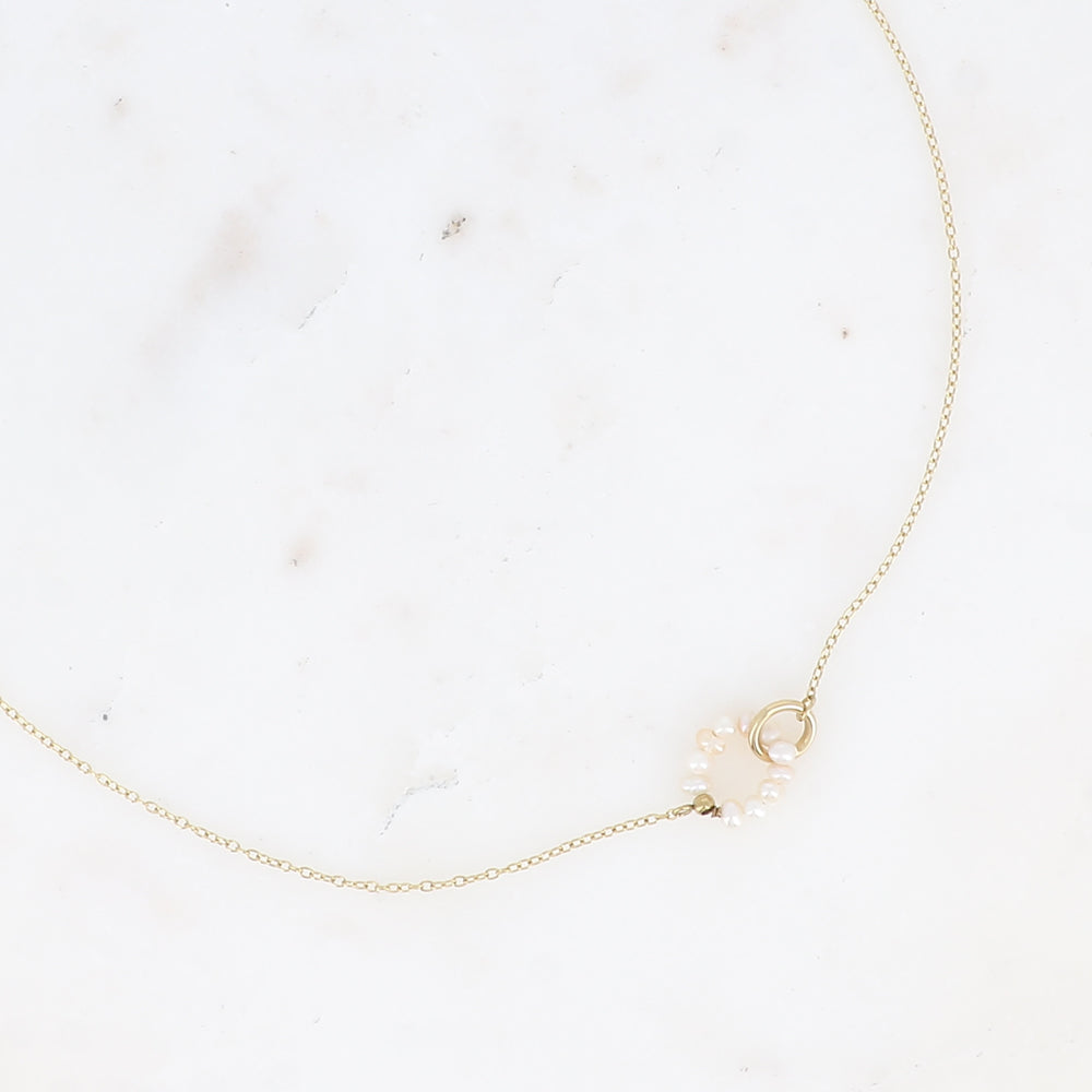 COLLIER - DOUBLE ANNEAU AVEC PERLES D'EAU DOUCE