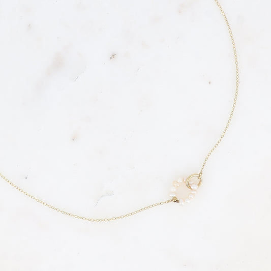 COLLIER - DOUBLE ANNEAU AVEC PERLES D'EAU DOUCE