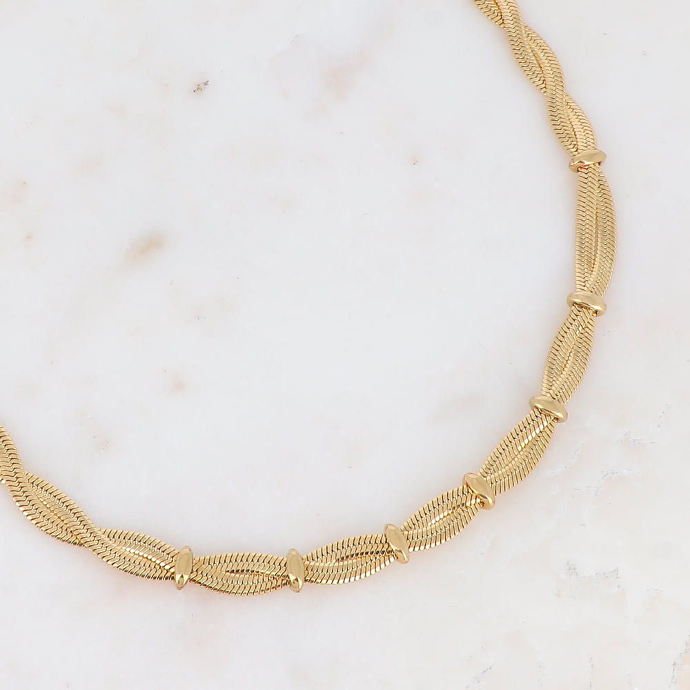 COLLIER - MAILLE MIROIR ENTRELACE / DORE OU ARGENT