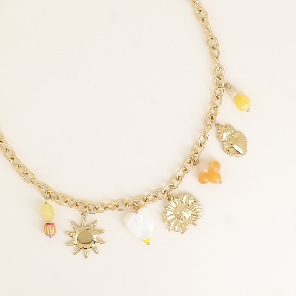 COLLIER - SOLEIL, COEUR, FLEUR, TREFLES
