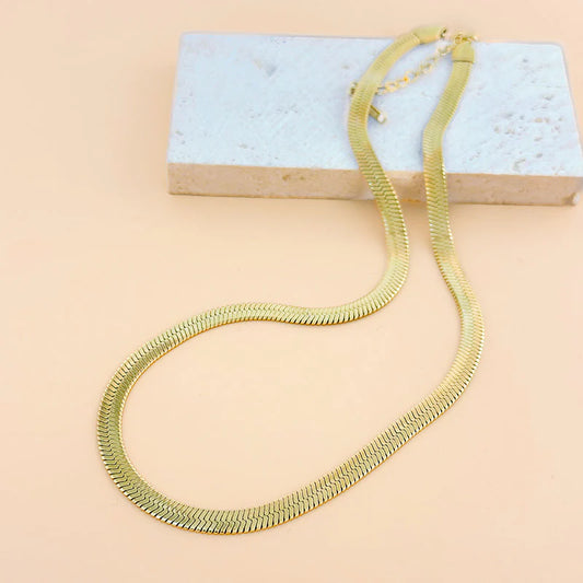 COLLIER DORE CHAINE PLATE SEPRENT