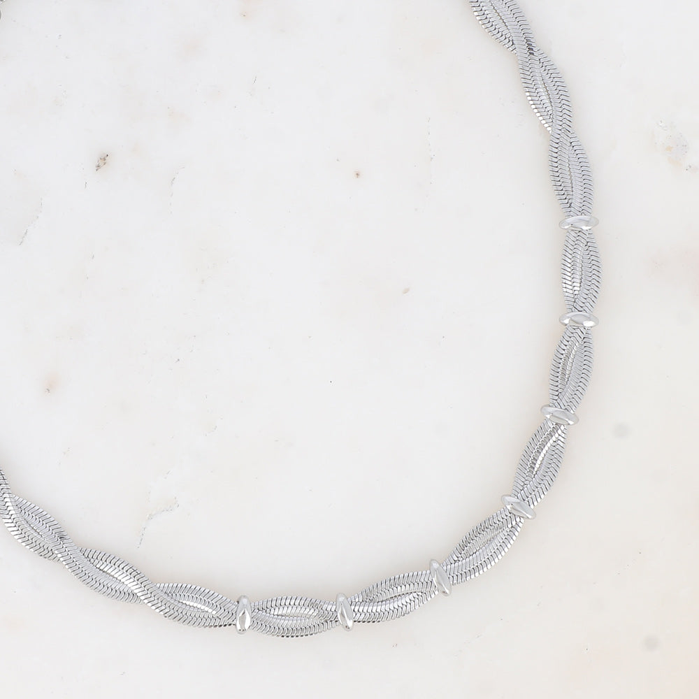 COLLIER - MAILLE MIROIR ENTRELACE / DORE OU ARGENT