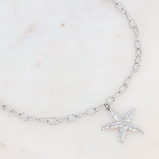 COLLIER EN MAILLE AVEC PENDENTIF FORME ETOILE DE MER