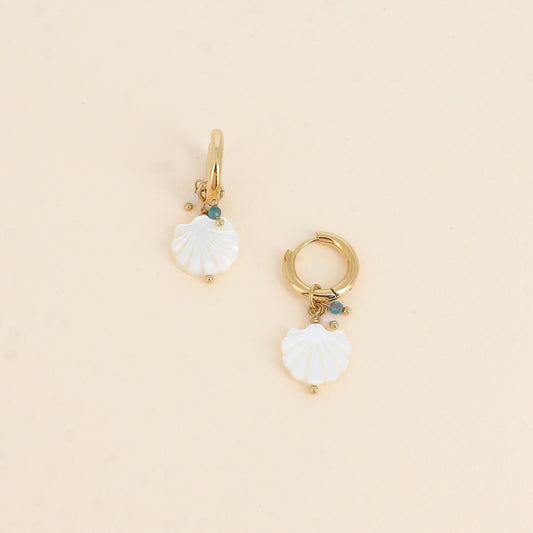 CREOLES - COQUILLAGE NACRE, 2 PIERRES NATURELLES